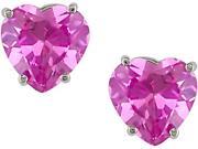 10k White Gold 1 4 5 Carat Created Pink Heart Sapphire Solitaire Earrings