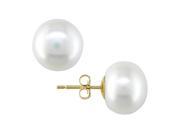 14K Yellow Gold 11 12mm Cultured Freshwater Pearl Earrings
