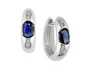 10K White Gold .05 ctw Diamond and Sapphire Earrings I J I2 I3