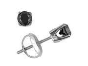 14KW 1 2ct TDW Black Diamond Screw Back Solitaire Earrings prong set diamonds