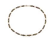 6 6.5 mm Freshwater Peach and Brown Pearl and 5 mm Tiger Eye Bead 18 Necklace