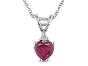 3 4 ct.t.w. Heart Shape Ruby and Diamond Accent Pendant in 10k White Gold I1 I2