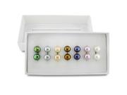 Set of 7 multi colored 8 9mm FW pearl earrings with silver backs.