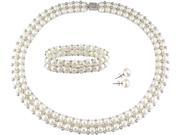 Cultured Freshwater Pearl 7 8mm and Silver Bead Jewelry Set