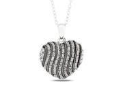 1 4 CT Diamond TW Heart Pendant With Chain Silver I3 Black Rhodium Plated