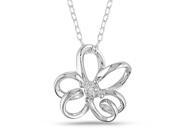 Sterling Silver Diamond Accent Butterfly Pendant w Chain