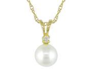 14K Yellow Gold 6 6.5mm Cultured Pearl Diamond Accent Pendant