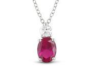Amour Sterling Silver 2 1 3ct TGW Created Ruby and White Sapphire Pendant with Chain 18in