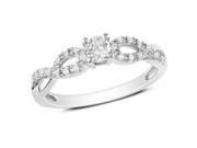 Amour Sterling Silver 1 4ct TGW Created White Sapphire and 1 10ct TDW Diamond Ring H I I2 I3