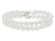 Amour Sterling Silver Freshwater White Pearl Strand Bracelet 6.5 7 mm 7.5 in