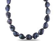 Amour Sterling Silver Freshwater Black Pearl Necklace 15 15.5mm 18in