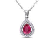 Amour Sterling Silver 2 1 5ct TGW Created Ruby and Created White Sapphire Pendant with Chain 18in