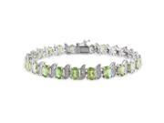 Amour Sterling Silver 11 3 4ct TGW Peridot and 0.03ct TDW Diamond Tennis Bracelet G H I3 7in