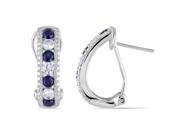 Amour Sterling Silver 2ct TGW Created Blue and White Sapphire Stud Earrings