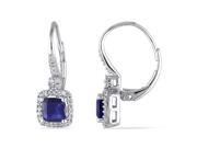 Amour 10k White Gold 1 2 5ct TGW Diffused Sapphire and 1 5ct TDW Diamond Dangle Earrings G H I1 I2