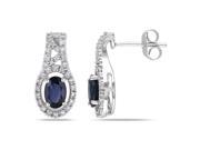 Amour 10k White Gold 1 1 5ct TGW Sapphire and 1 4ct TDW Diamond Dangle Earrings G H I1 I2