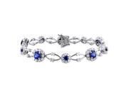 Amour Sterling Silver 7 1 3ct TGW Created Blue and White Sapphire Link Bracelet 7in
