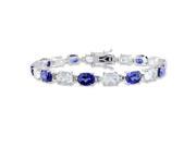 Amour Sterling Silver 21 3 4ct TGW Created Blue Sapphire and White Topaz Tennis Bracelet 7.25in
