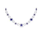 Amour Sterling Silver 10 3 5ct TGW Created Blue and White Sapphire Necklace 16in