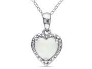 Amour Sterling Silver 7 8ct TGW Opal Heart Pendant 18in