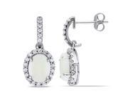 Amour 10k White Gold 2 1 2ct TGW Opal and Created White Sapphire Earrings