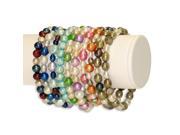 10pcs Set of 7? Assorted Colors Shapes FW Pearl Elastic Bracelets