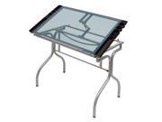 Folding Craft Station in Silver with Blue Glass by Studio Designs