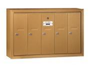 Salsbury 3505BSP Vertical Mailbox Includes Master Commercial Lock 5 Doors Brass Surface Mounted Private Access