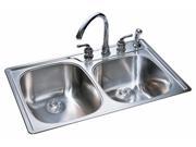 Franke Kindred 22in. X 33in. X 9.5in. Stainless Steel Offset Double Bowl Kitchen Sink