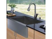Vigo VG15001 Farmhouse Stainless Steel Kitchen Sink Faucet and Dispenser