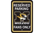 Fremont Die 50244 12 X 18 Plastic Parking Sign Missouri Tigers