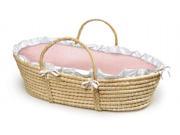 Badger Basket 00889 Natural Moses Basket With Pink Gingham Bedding
