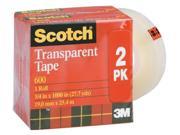 3m 3 Pack .75in. X 1000in. Transparent Tape 600K3