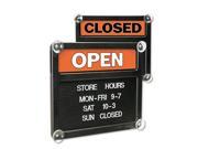 Double Sided Open Closed Sign w Plastic Push Characters 14 3 8 x 12 3 8