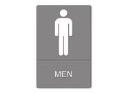 ADA Sign Men Restroom Symbol w Tactile Graphic Molded Plastic 6 x 9 Gray