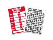 Headline Sign 9394 Business Hours Sign w Vinyl Characters Poly Resin 8 x 12 Red White