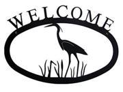 Village Wrought Iron WEL 133 S Small Welcome Sign Plaque Blue Heron