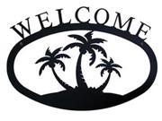 Village Wrought Iron WEL 139 S Small Welcome Sign Plaque Palm Trees