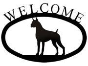 Village Wrought Iron WEL 244 S Welcome Sign Plaque Boxer Dog
