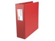Universal 35413 Suede Finish Vinyl Round Ring Binder With Label Holder 3 Capacity Red