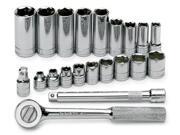 SK Hand Tools 4521 21 Piece Three Eighths Inch Drive 6 Point Standard And Deep Fractional Socket Set