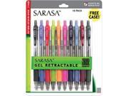 Sarasa Retractable Gel Pen Assorted Ink Medium 10 Pack
