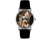 Yorkie Black Leather And Silvertone Photo Watch R0130077
