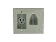 CMPLE 522 N Wall plate Recessed Low Voltage Cable Wall Plate WITH Recessed Power Gray