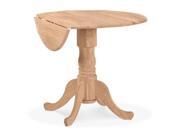 International Concepts T 36DP 36 in. Diameter Dual Drop Leaf Dining Table