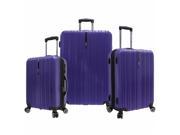 Travelers Choice TC5000L Tasmania 100 Percent Pure Polycarbonate 3 Piece Expandable Spinner Luggage Purple