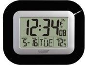 La Crosse Technology WT 8005U B Atomic Digital Wall Clock with IN Temp and Date Black