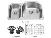 Vigo VG3121RK1 31 inch Undermount Stainless Steel Kitchen Sink Two Grids and Two Strainers