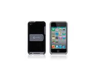 Macally CaseStandT4 Snap On Case with Stand Plus Sticky Swipe for iPod Touch 4G Black Grey