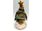 Fabric Burlap Stuffed Santa Head with Tree Shape Doorstop